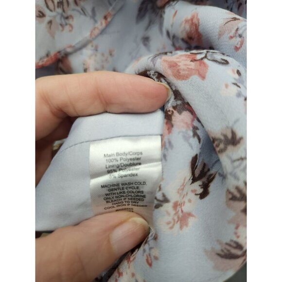 Rachel Parcell Floral Ruffle Blouse Womens L Polyester/Spandex Long Sleeve Butto - Picture 3 of 5